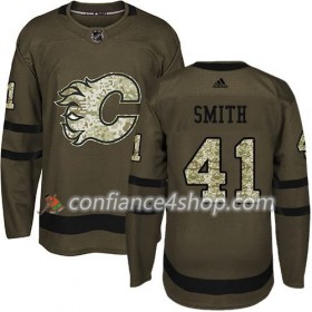 Adidas Maillot de Hockey Calgary Flames Mike Smith 41 2017-2018 Camo Vert Authentic - Homme